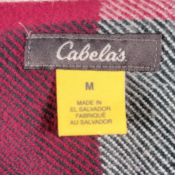 Cabela's Women's Red Flannel Shacket M Buffalo Plaid Cotton Shirt Jacket - Picture 3 of 15